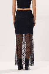 PixieGirl Petite Women's Black Polka Dot Mesh Maxi Skirt | PixieGirl 4