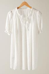 EVANS Curve White Burnout Print Tie Neck Blouse