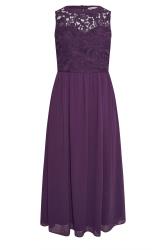 YOURS LONDON Curve Purple Lace Bodice Maxi Dress