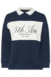 YOURS Curve Navy Blue '5th Avenue' Rugby Top