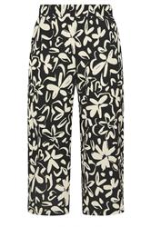 YOURS Curve Black Floral Print Textured Midaxi Culottes