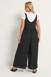 YOURS Plus Size Black Polka Dot Textured Jumpsuit | Yours Clothing 2