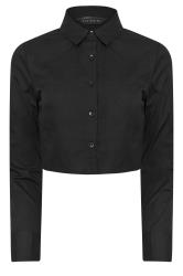 PixieGirl Petite Women's Black Long Sleeve Cotton Cropped Shirt | PixieGirl 6