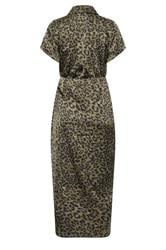 STAR Khaki Green Leopard Satin Maxi Dress | StarByJM 6