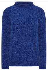 PixieGirl Petite Women's Royal Blue Chenille High Neck Jumper | PixieGirl  5