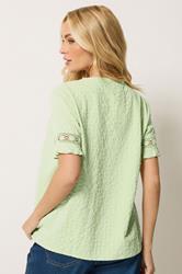 M&Co Sage Green Embroidered Cotton Ruffle Top | M&Co 2
