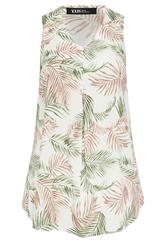YOURS Curve Natural Brown Tropical Linen Vest Top