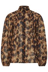 LTS Tall Brown Marble Sheer Pintuck Blouse | Long Tall Sally 5