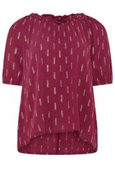 M&Co Berry Red Foil Detail Blouse | M&Co 7