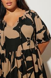 YOURS Plus Size Black Floral Tie Neck Mini Dress | Yours Clothing 4