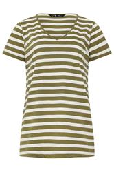 LTS Tall 2 PACK Coral Orange & Khaki Green Stripe Cotton T-Shirts | Long Tall Sally 8
