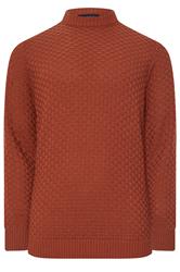 BadRhino Big & Tall Burnt Red Textured Crew Neck Knitted Jumper