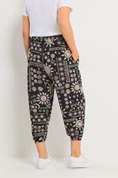 YOURS Plus Size Black Celestial Cropped Balloon Trousers | Yours Clothing 2