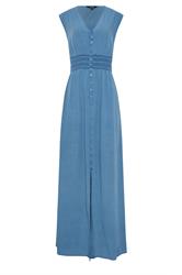 LTS Tall Mid Blue Shirred Waist Maxi Dress