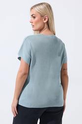 LIMITED COLLECTION Plus Size Blue Short Sleeve Knitted Top | Yours Clothing 2