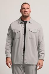 BadRhino Big & Tall Stone Grey Textured Jersey Shacket | BadRhino 3