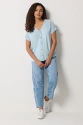 M&Co Blue Button Front Blouse | M&Co 2