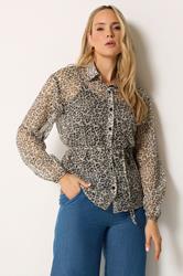 LTS Tall Women's Natural Brown Leopard Chiffon Shirt | Long Tall Sally 3