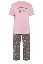 YOURS Plus Size Pink 'Berry Sweet' Wide Leg Pyjama Set | Yours Clothing 5