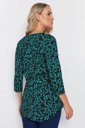 LTS Tall Green Abstract Cotton Henley Top | Long Tall Sally 2