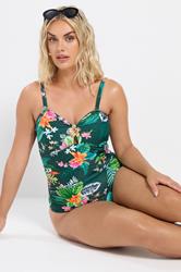 YOURS Plus Size Green Tropical Print Swimsuit | Yours Clothing 3