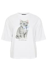 LIMITED COLLECTION Curve White 'Too Cute To Care' Cat Graphic T-Shirt