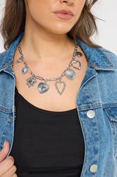 Silver Tone Heart Statement Necklace | Yours Clothing 1
