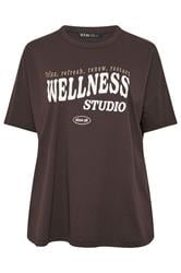 YOURS ACTIVE Plus Size Chocolate Brown 'Wellness Studio' T-Shirt | Yours Clothing 5