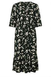 EVANS Plus Size Black Daisy Print Tiered Dress | Evans 5