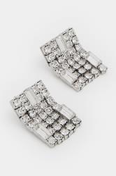 Silver Tone Diamante Square Earrings | Yours Clothing 4