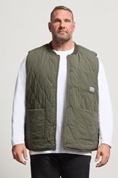 JACK & JONES Big & Tall Olive Green Liner Vest | BadRhino 3