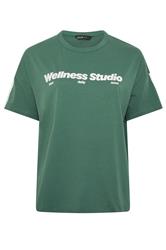YOURS ACTIVE Curve Green 'Wellness Studio' T-Shirt