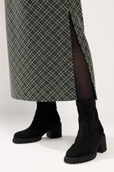 YOURS Plus Size Khaki Green Check Print Tube Skirt | Yours Clothing 4