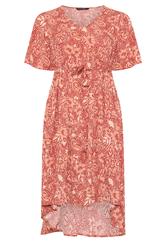 EVANS Plus Size Rust Orange High-Low Midi Dress | Evans 7