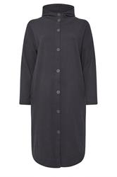 YOURS Curve Charcoal Grey Button Through Hooded Jacket