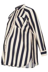 BUMP IT UP MATERNITY Plus Size Navy Blue Stripe Shirt | Yours Clothing 5