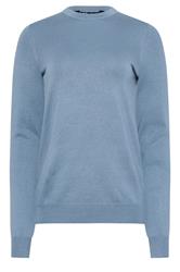 LTS Tall Denim Blue Knitted Crew Neck Jumper