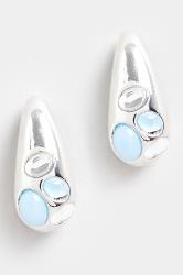 Silver Tone Diamante Tear Drop Earrings | Yours Clothing  3