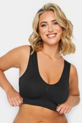 YOURS Plus Size Black Seamless Padded Non-Wired Bralette | Yours Clothing 1