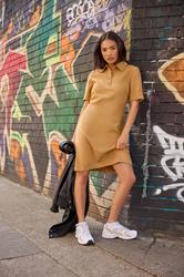 PixieGirl Petite Women's Tan Brown Polo Shirt Dress | Pixie Girl 3