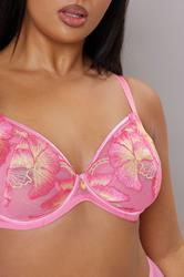 YOURS Plus Size Pink Floral Embroidered Underwired Bra | Yours Clothing 4
