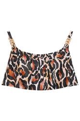 YOURS Plus Size Brown Leopard Print Frill Bikini Top | Yours Clothing 6