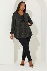 YOURS Plus Size Gold Floral Jacquard Bow Front Top | Yours Clothing 2