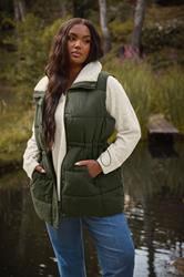YOURS Plus Size Khaki Green Padded Gilet | Yours Clothing 1