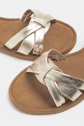 Gold Faux Leather Cross Over Sandals In Extra Wide EEE Fit | Yours Clothing 4