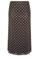 YOURS LONDON Curve Brown & Blue Polka Dot Maxi Skirt