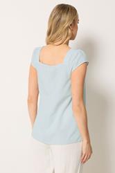LTS Tall Women's Light Blue Square Neck Linen Blouse | Long Tall Sally 2