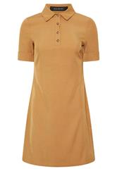 PixieGirl Petite Women's Tan Brown Polo Shirt Dress | Pixie Girl 6