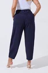LIMITED COLLECTION Plus Size Navy BluePleated Barrel Leg Trousers | Yours Clothing 2