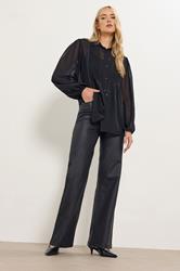 LTS Tall Black Stud Trim Pintuck Shirt | Long Tall Sally 1